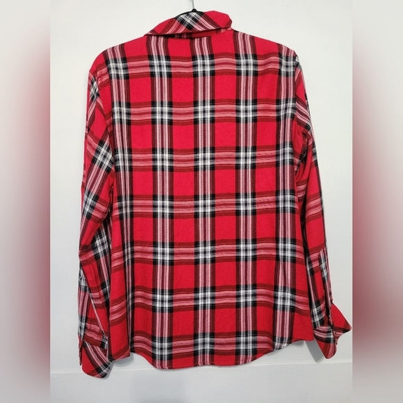 Sanctuary Plaid Boyfriend Shirt in Red Small - Picture 2 of 9